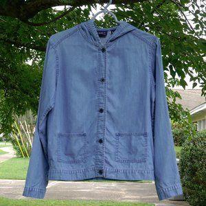 Crazy Horse by Liz Claiborne Lightweight Chambray Hooded Jacket Size S